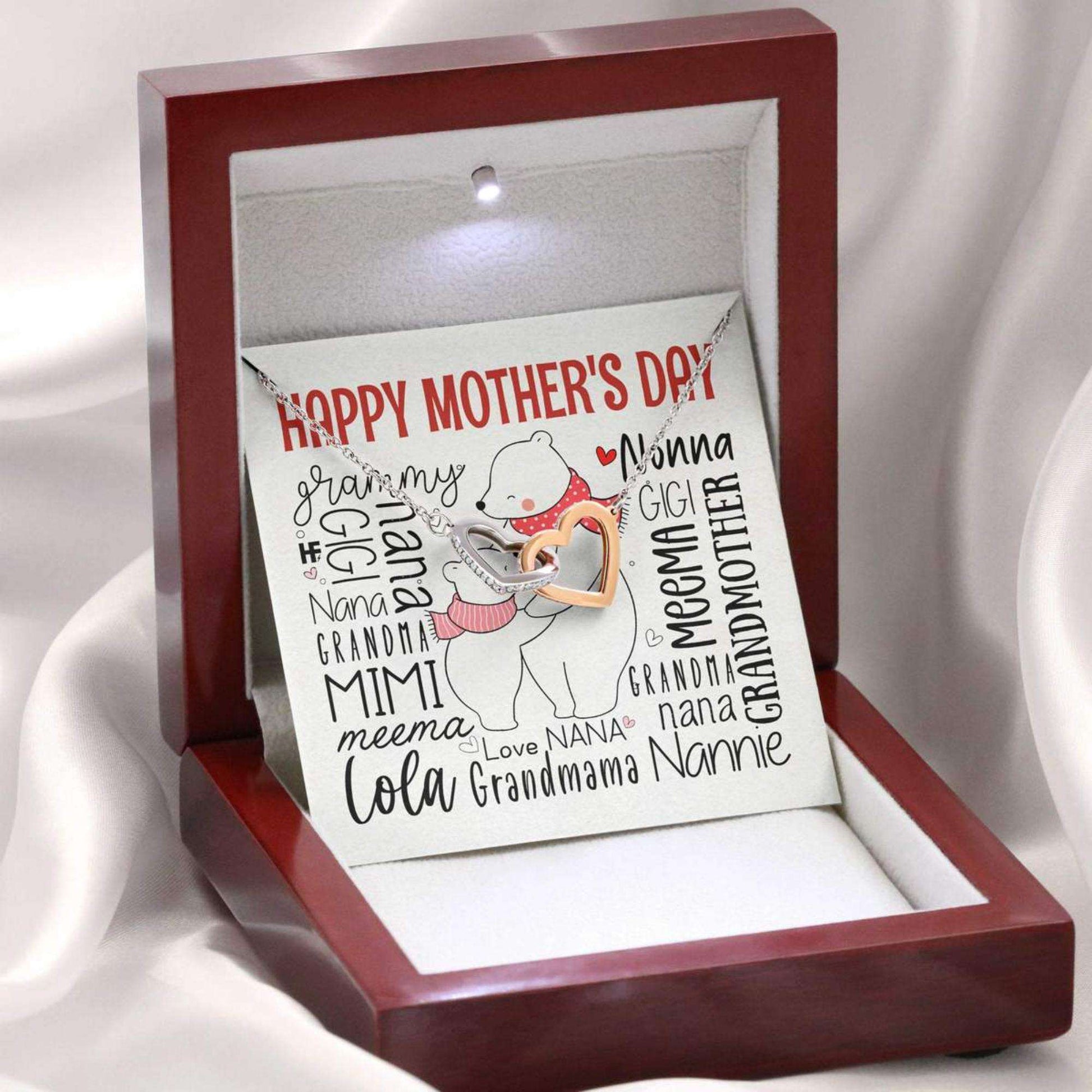 Grandmother Necklace, Unique Present For Your Dear Grandma With Cute Polar Bear On Mothers Day Necklace Gifts for Grandmother Rakva