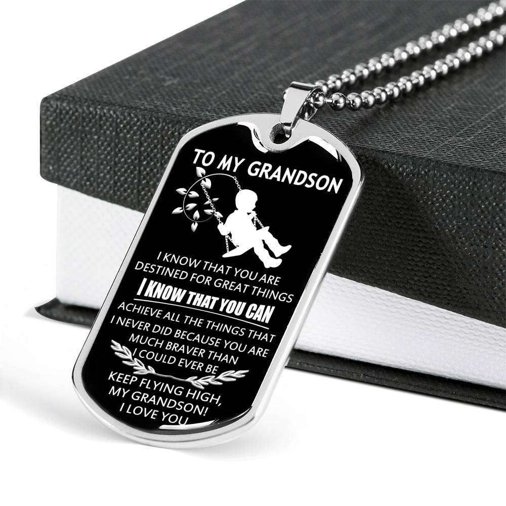 Grandson Dog Tag, Custom Picture Dog Tag For Grandson: Necklace Gift For Grandson Dog Tag-23 Gifts for Grandson Rakva