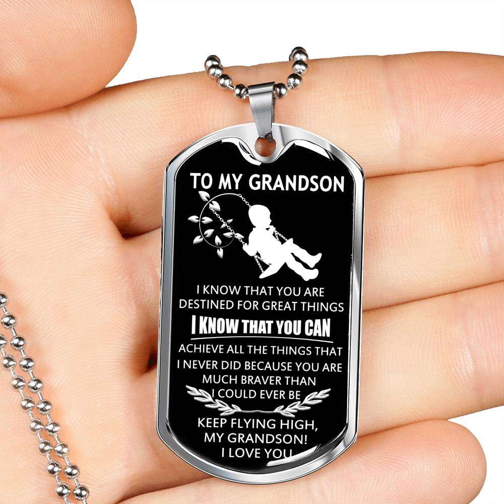Grandson Dog Tag, Custom Picture Dog Tag For Grandson: Necklace Gift For Grandson Dog Tag-23 Gifts for Grandson Rakva