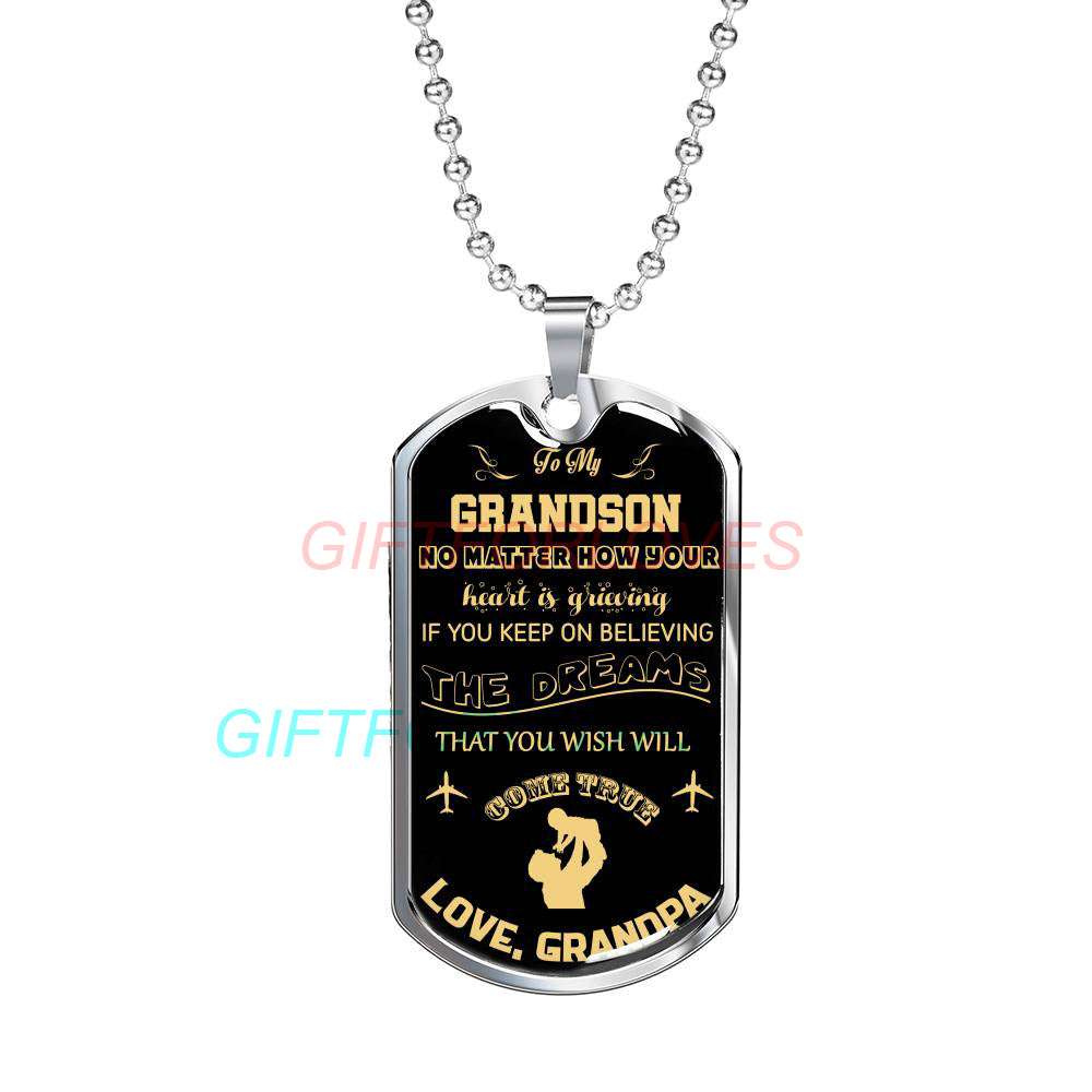 Grandson Dog Tag, Dog Tag For Grandson “ Grandpa And Grandson Dog Tag-2 Gifts for Grandson Rakva