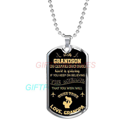 Grandson Dog Tag, Dog Tag For Grandson “ Grandpa And Grandson Dog Tag-2 Gifts for Grandson Rakva
