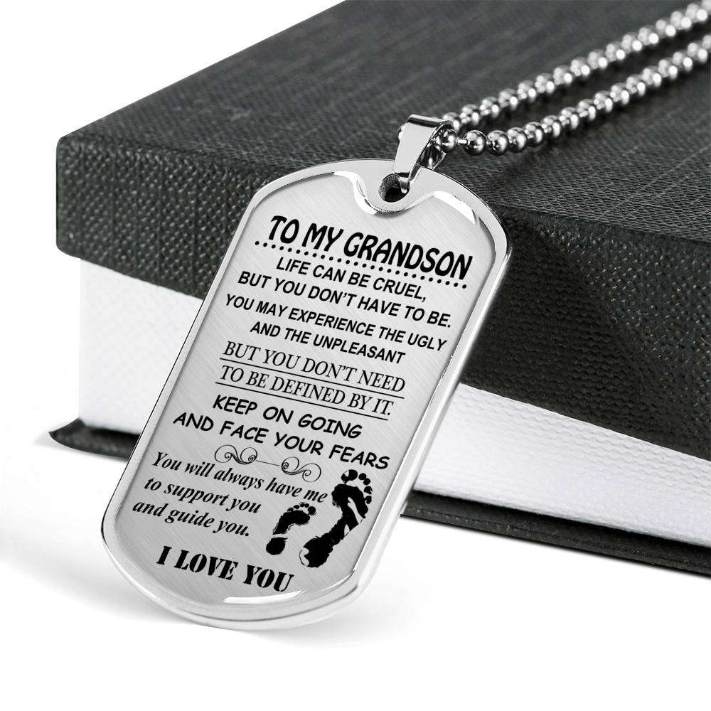 Grandson Dog Tag, To My Grandson Dog Tag : Gifts From Grandparents, Great Grandson Gifts Dog Tag-4 Gifts for Grandson Rakva