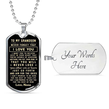 Grandson Dog Tag, You’Ll Never Lose Dog Tag Military Chain Necklace Gift For Grandson Gifts for Grandson Rakva