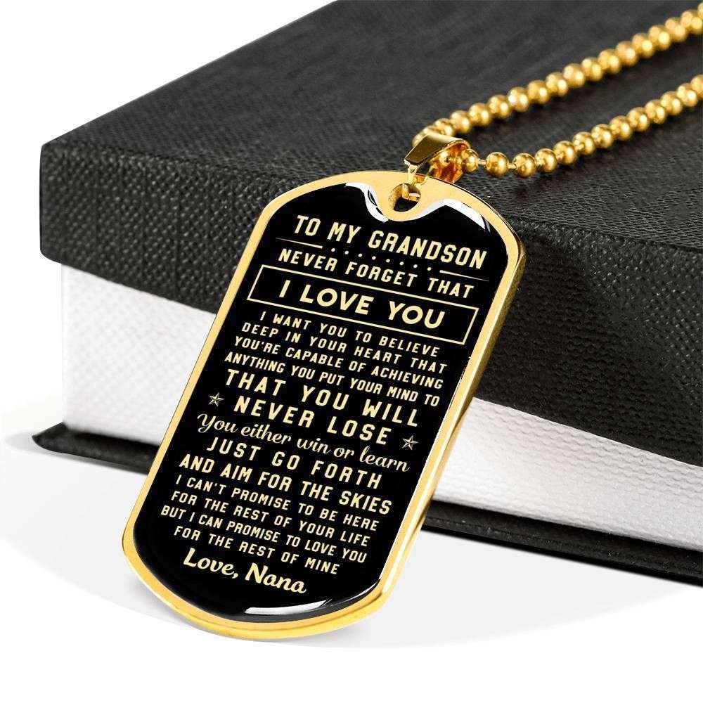 Grandson Dog Tag, You’Ll Never Lose Dog Tag Military Chain Necklace Gift For Grandson Gifts for Grandson Rakva