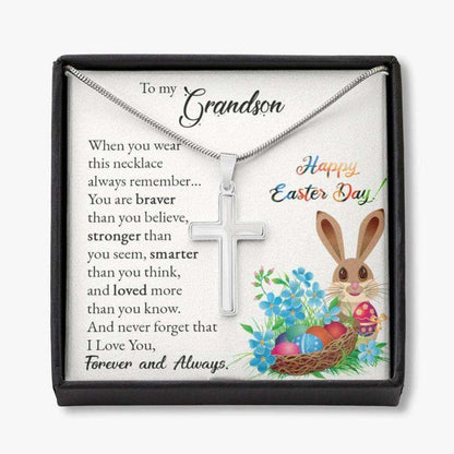 Grandson Necklace, Easter Gifts For Grandson, Cross Necklace Gift For Grandson, Little Boy Easter Christian Gifts for Grandson Rakva