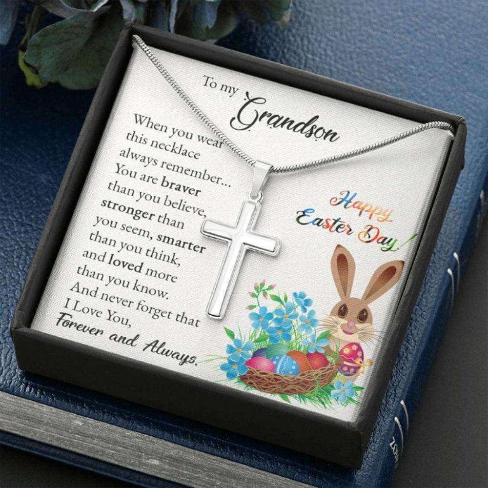 Grandson Necklace, Easter Gifts For Grandson, Cross Necklace Gift For Grandson, Little Boy Easter Christian Gifts for Grandson Rakva