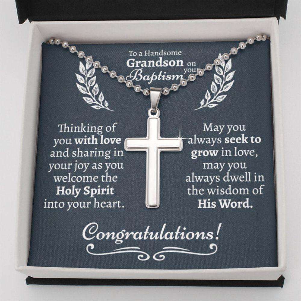 Grandson Necklace, Grandson Baptism Gift, Catholic Baptism Gift From Grandparents, Baptism Gift For Grandson Necklace From Grandma Gifts for Grandson Rakva