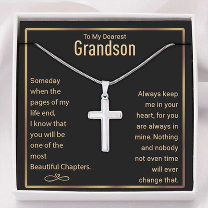 Grandson Necklace, To My Grandson Necklace, Gift For Grandson Cross Necklace Gifts for Grandmother Rakva