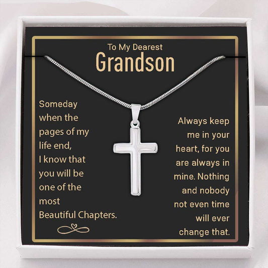 Grandson Necklace, To My Grandson Necklace, Gift For Grandson Cross Necklace Gifts for Grandmother Rakva