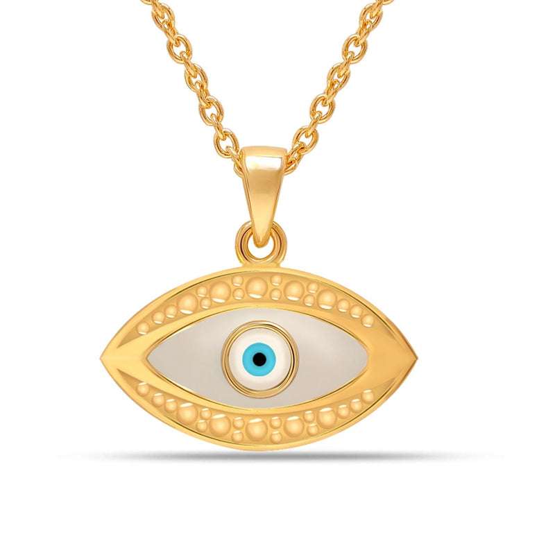 Guardian Charms: 925 Sterling Silver 14K Gold Plated Good Luck Evil Eye Pendant Necklace - Protective Symbol of Luck For Self Rakva