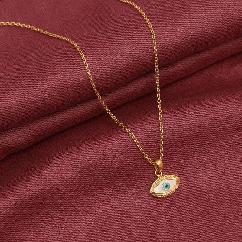 Guardian Charms: 925 Sterling Silver 14K Gold Plated Good Luck Evil Eye Pendant Necklace - Protective Symbol of Luck For Self Rakva