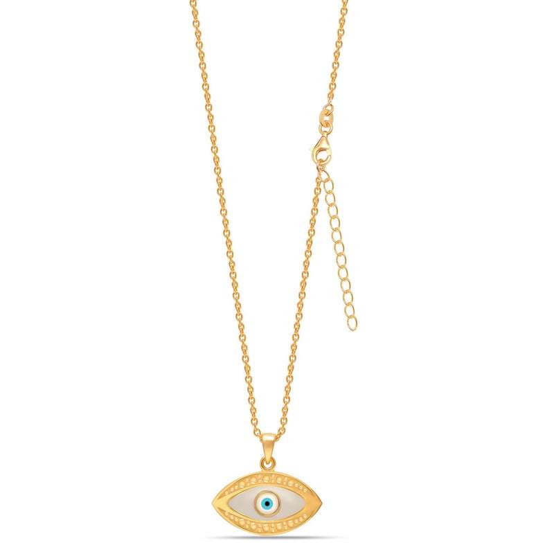 Guardian Charms: 925 Sterling Silver 14K Gold Plated Good Luck Evil Eye Pendant Necklace - Protective Symbol of Luck For Self Rakva