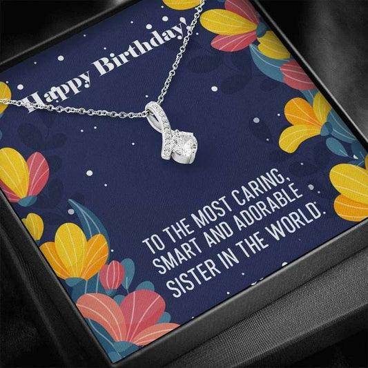 Happy Birthday Gift For Sister Online - 925 Sterling Silver Ribbon Pendant Gifts for Sister Rakva