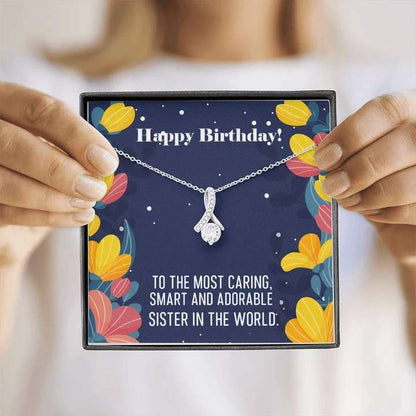 Happy Birthday Gift For Sister Online - 925 Sterling Silver Ribbon Pendant Gifts for Sister Rakva