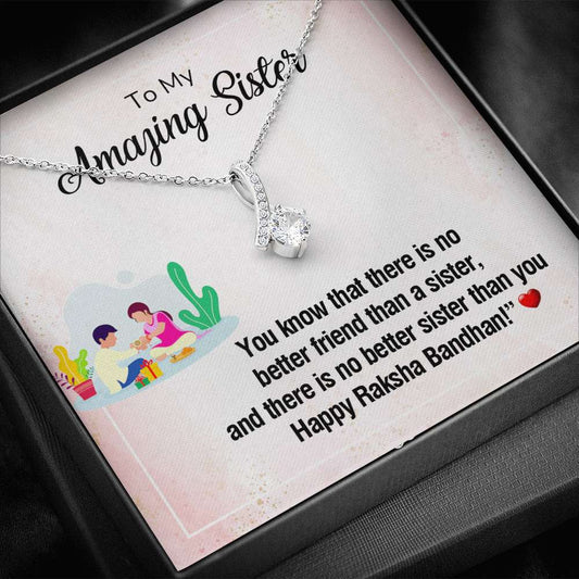 Heartfelt Gift to Sister on Rakhi - Pure Silver Necklace Gift Set Gifts for Sister Rakva