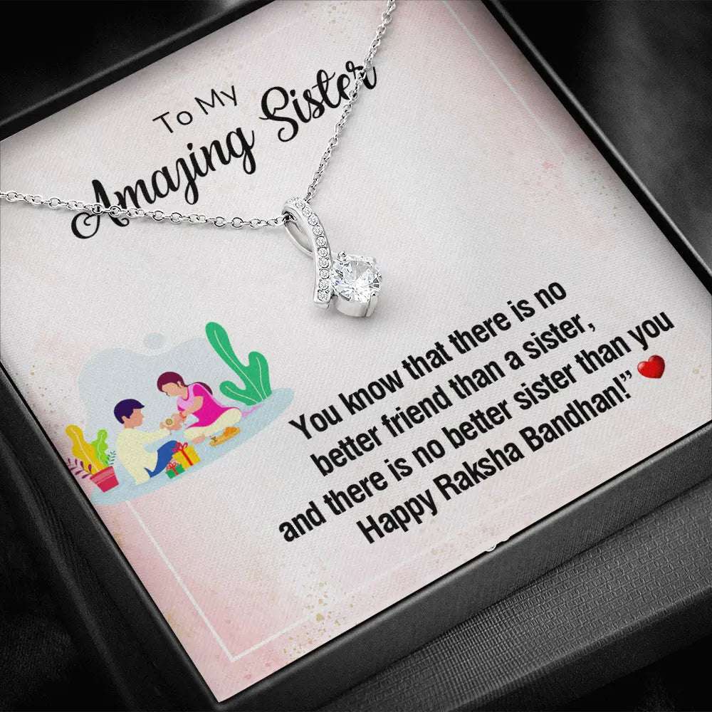 Heartfelt Gift to Sister on Rakhi - Pure Silver Pendant and Message Card Gift Box Gifts for Sister Rakva