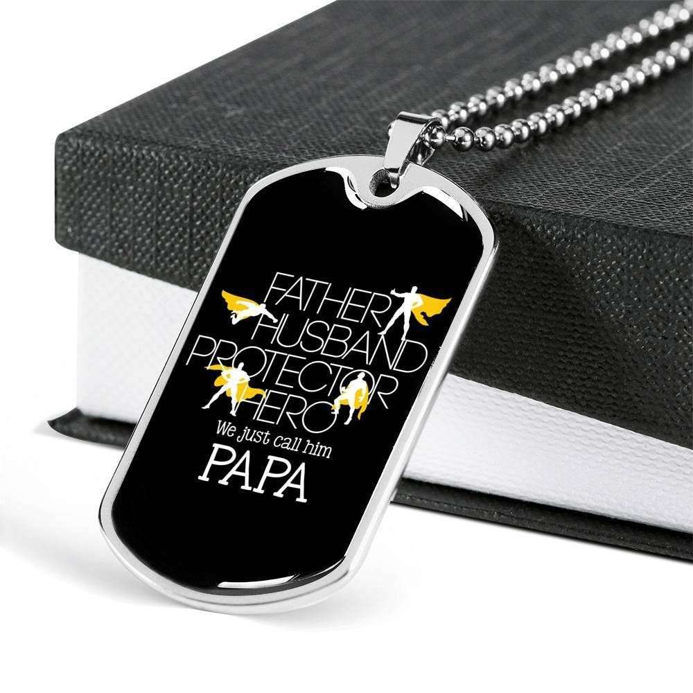 Husband Dog Tag, Custom Picture Father Husband Protector Hero Dog Tag Military Chain Necklace Gift For Dad Dog Tag Father's Day Rakva