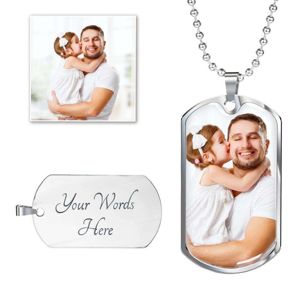 Husband Dog Tag, Custom Picture Father Husband Protector Hero Dog Tag Military Chain Necklace Gift For Dad Dog Tag Father's Day Rakva
