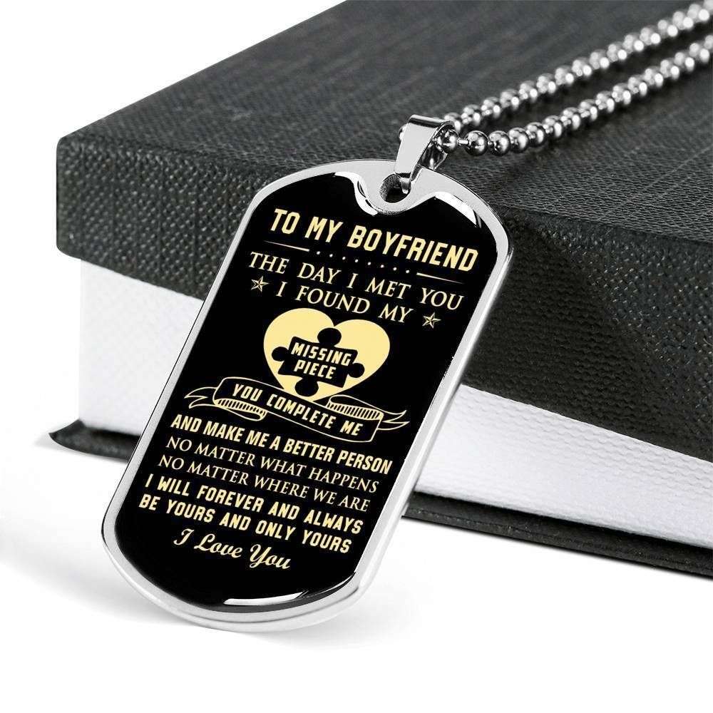 Husband Dog Tag, The Day I Met You I Found My Missing Piece Dog Tag Military Chain Necklace Gift For Him Gifts For Husband Rakva