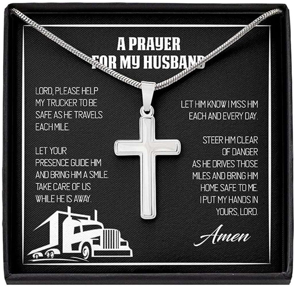 Husband Necklace, A Prayer For My Husband “ Trucker Husband Gift Necklace Gifts For Boyfriend Rakva