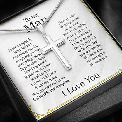 Husband Necklace, Boyfriend Necklace, To My Man Necklace Husband Boyfriend Soulmate Home, Cross Necklaces For Men Boys Kids Dughter's Day Rakva