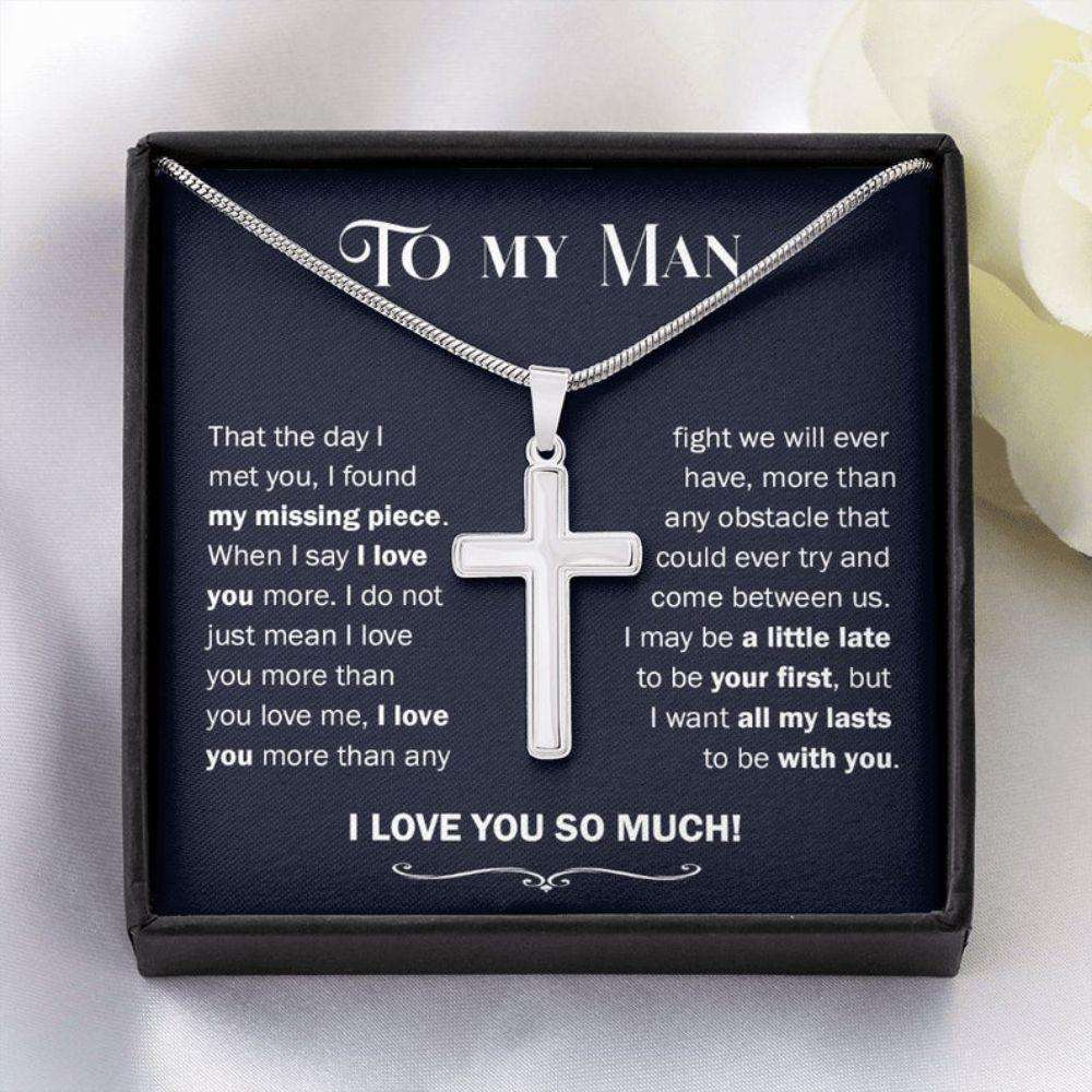 Husband Necklace, Cross Necklace For My Man, Meaningful Gift For My Husband, Husband Birthday Present Gift From Wife Gifts For Husband Rakva