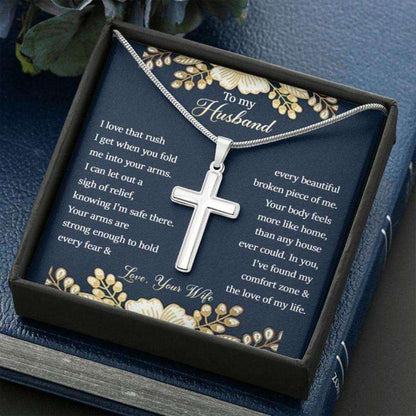 Husband Necklace, Cross Necklace Gift To Husband “ The Rush “ Husband Faithful Cross Necklace Gifts For Husband Rakva