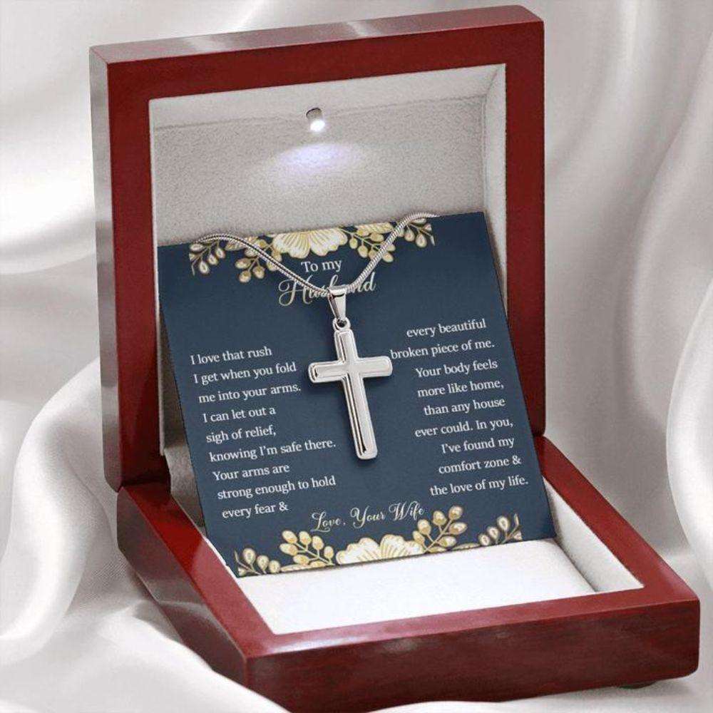 Husband Necklace, Cross Necklace Gift To Husband “ The Rush “ Husband Faithful Cross Necklace Gifts For Husband Rakva