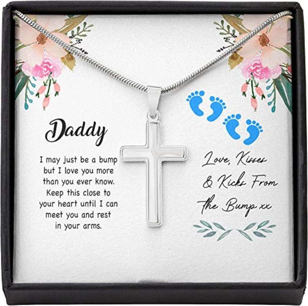 Husband Necklace, Dad Necklace, New 1St First Daddy Bump Kiss Kick Love Necklace Gift Dughter's Day Rakva