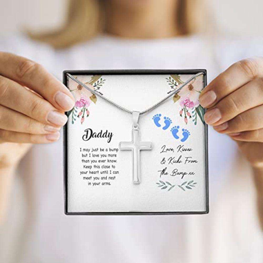 Husband Necklace, Dad Necklace, New 1St First Daddy Bump Kiss Kick Love Necklace Gift Dughter's Day Rakva