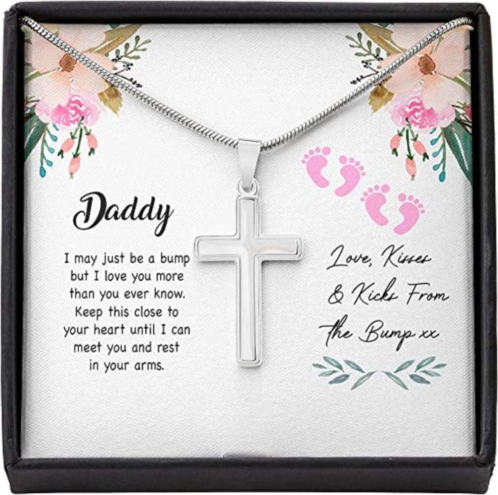 Husband Necklace, Dad Necklace, New 1St First Daddy Bump Kiss Kick Love Necklace Gift Dughter's Day Rakva