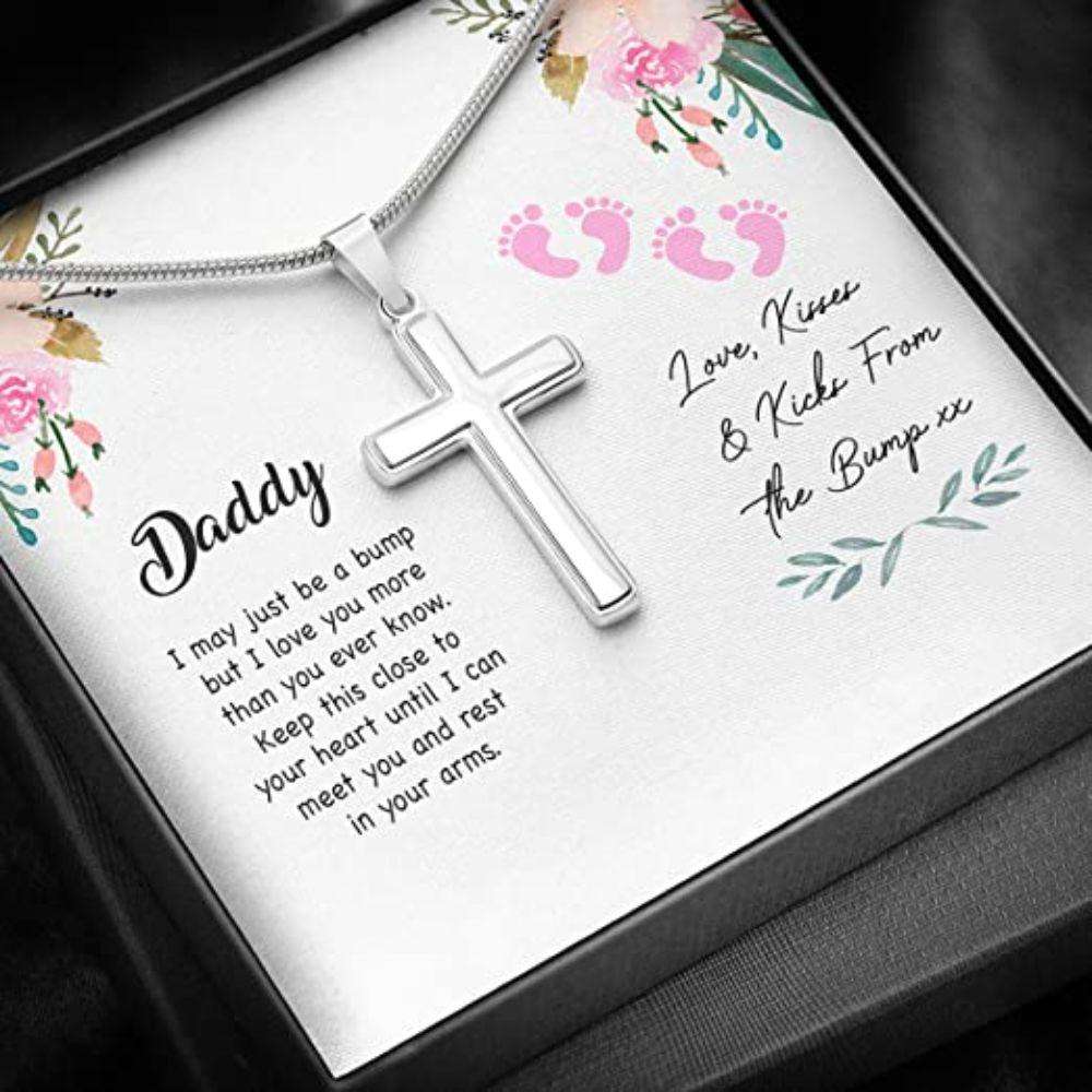 Husband Necklace, Dad Necklace, New 1St First Daddy Bump Kiss Kick Love Necklace Gift Dughter's Day Rakva