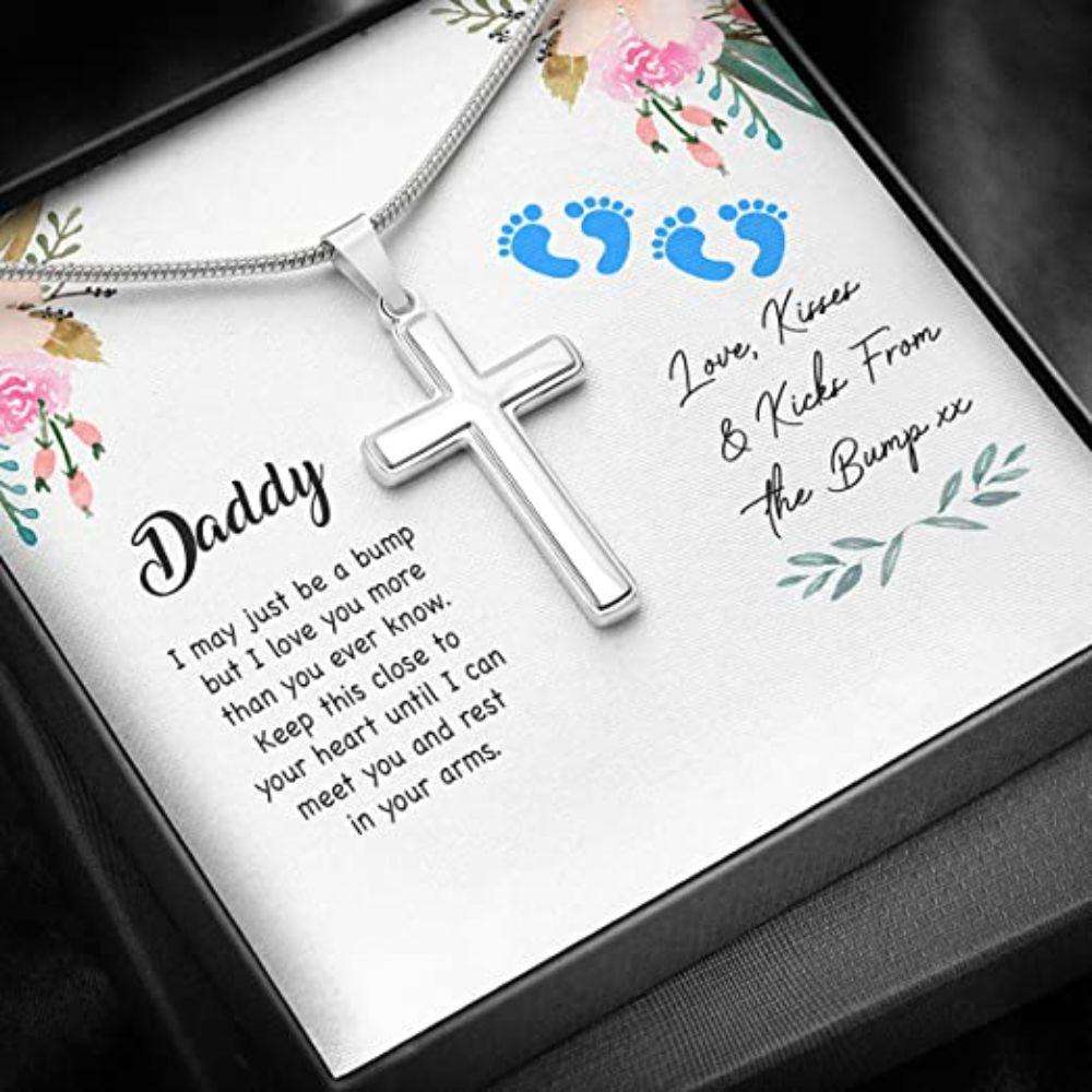 Husband Necklace, Dad Necklace, New 1St First Daddy Bump Kiss Kick Love Necklace Gift For Men, Last Minutes Gift Gifts for dad Rakva