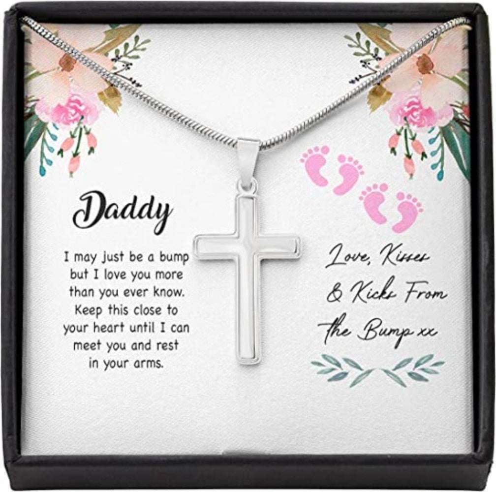 Husband Necklace, Dad Necklace, New 1St First Daddy Bump Kiss Kick Love Necklace Gift For Men, Last Minutes Gift Gifts for dad Rakva