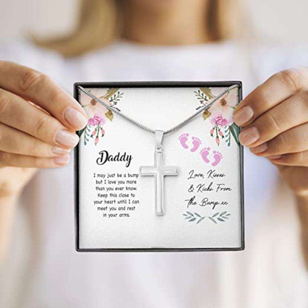 Husband Necklace, Dad Necklace, New 1St First Daddy Bump Kiss Kick Love Necklace Gift For Men, Last Minutes Gift Gifts for dad Rakva