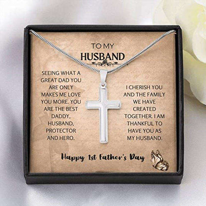 Husband Necklace, Husband 1St Father’S Day Necklace Gift- Great Dad Necklace, Gift For Husband Father's Day Rakva