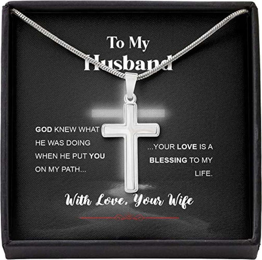 Husband Necklace, Husband Gift From Wife God Path Love Bless Love, Necklace Gift For Men, Last Minutes Father's Day Rakva