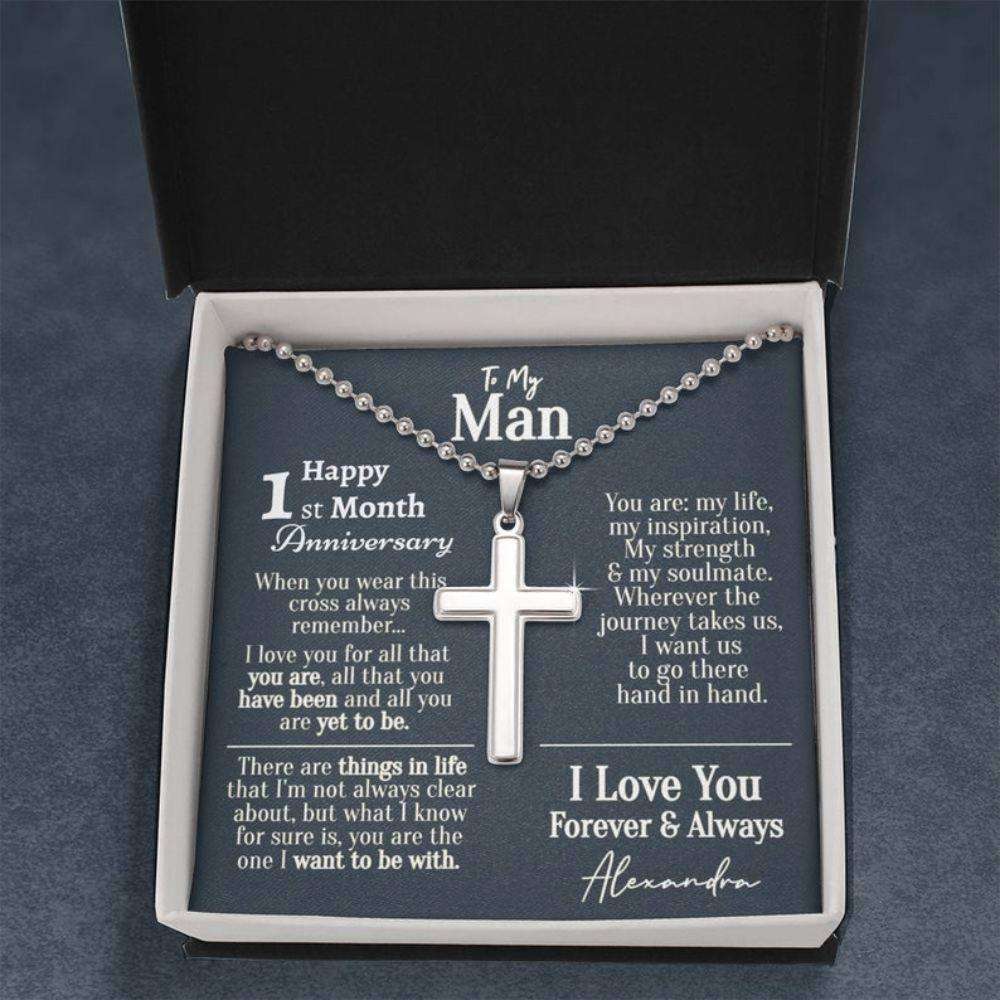 Husband Necklace, Personalized 1 Month Anniversary Necklace For Him, One Month Dating Anniversary, 1St Month Anniversary Necklace Gifts For Husband Rakva