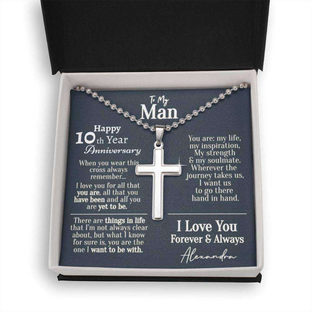 Husband Necklace, Personalized 10 Year Anniversary Necklace For Him 10Th Year Anniversary Necklace For Him, Tenth Year Anniversary Necklace Gifts For Husband Rakva