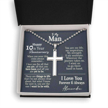 Husband Necklace, Personalized 10 Year Anniversary Necklace For Him 10Th Year Anniversary Necklace For Him, Tenth Year Anniversary Necklace Gifts For Husband Rakva