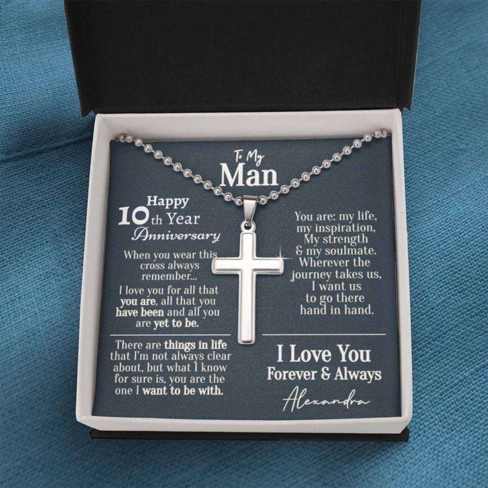 Husband Necklace, Personalized 10 Year Anniversary Necklace For Him 10Th Year Anniversary Necklace For Him, Tenth Year Anniversary Necklace Gifts For Husband Rakva