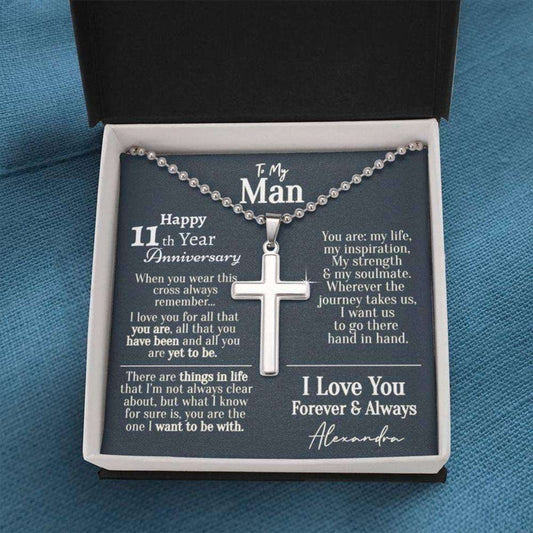 Husband Necklace, Personalized 11 Year Anniversary Necklace For Him, Eleventh Year Anniversary Necklace For Him 11 Year Wedding Anniversary Him Gifts For Husband Rakva