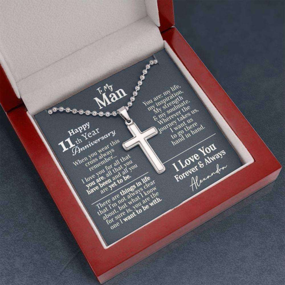 Husband Necklace, Personalized 11 Year Anniversary Necklace For Him, Eleventh Year Anniversary Necklace For Him 11 Year Wedding Anniversary Him Gifts For Husband Rakva