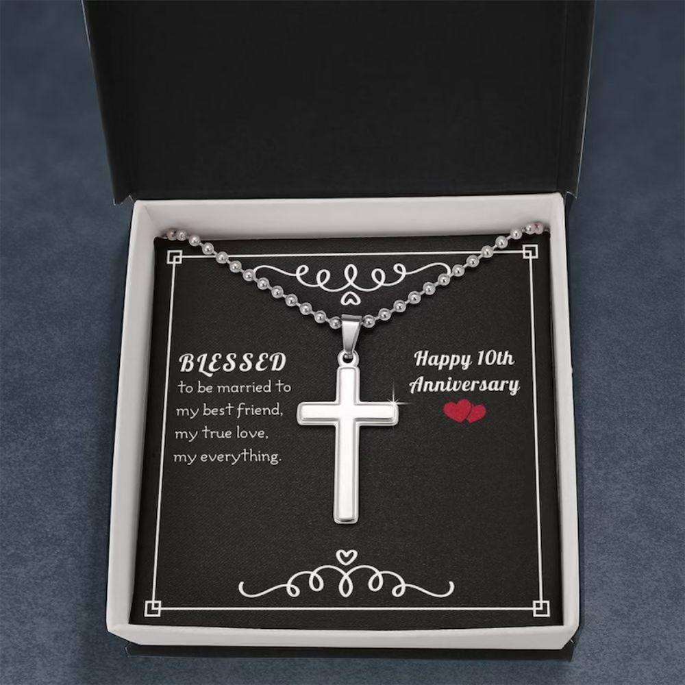 Husband Necklace, To My Husband Necklace Gift “ Blessed 10Th Anniversary Necklace Gifts For Husband Rakva