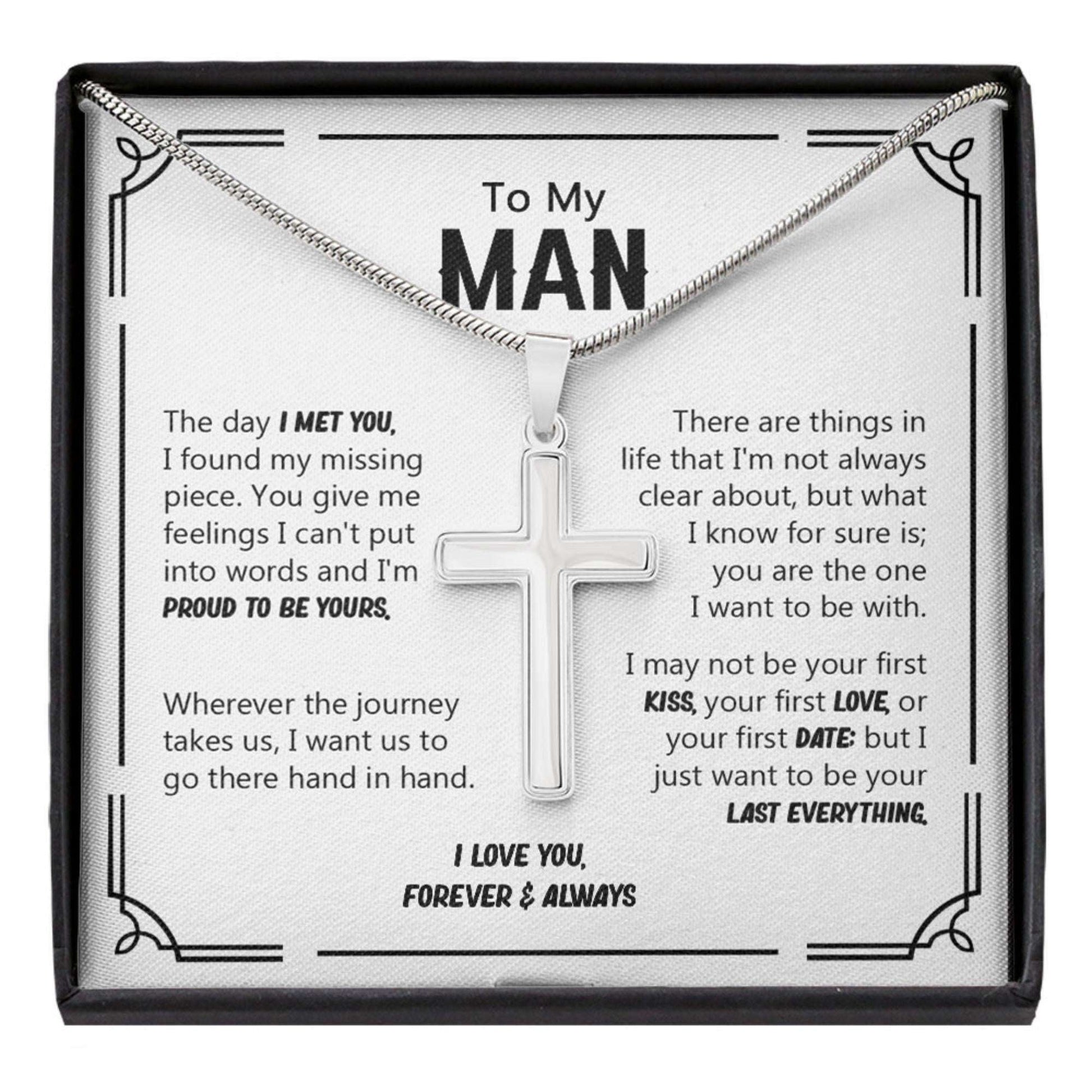 Husband Necklace “ To My Man I Met You My Missinig Piece “ Fathers Day Necklace Gifts For Husband Rakva