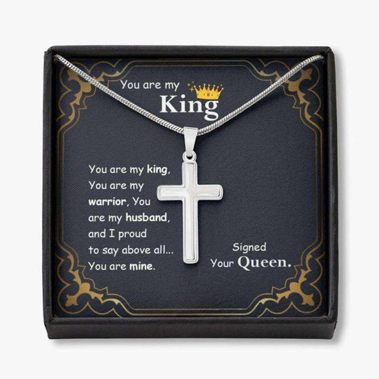 Husband Necklace, You Are My King Cross Necklace, Birthday Gift For Husband, Cross Pendant Necklace For Him Gifts For Husband Rakva