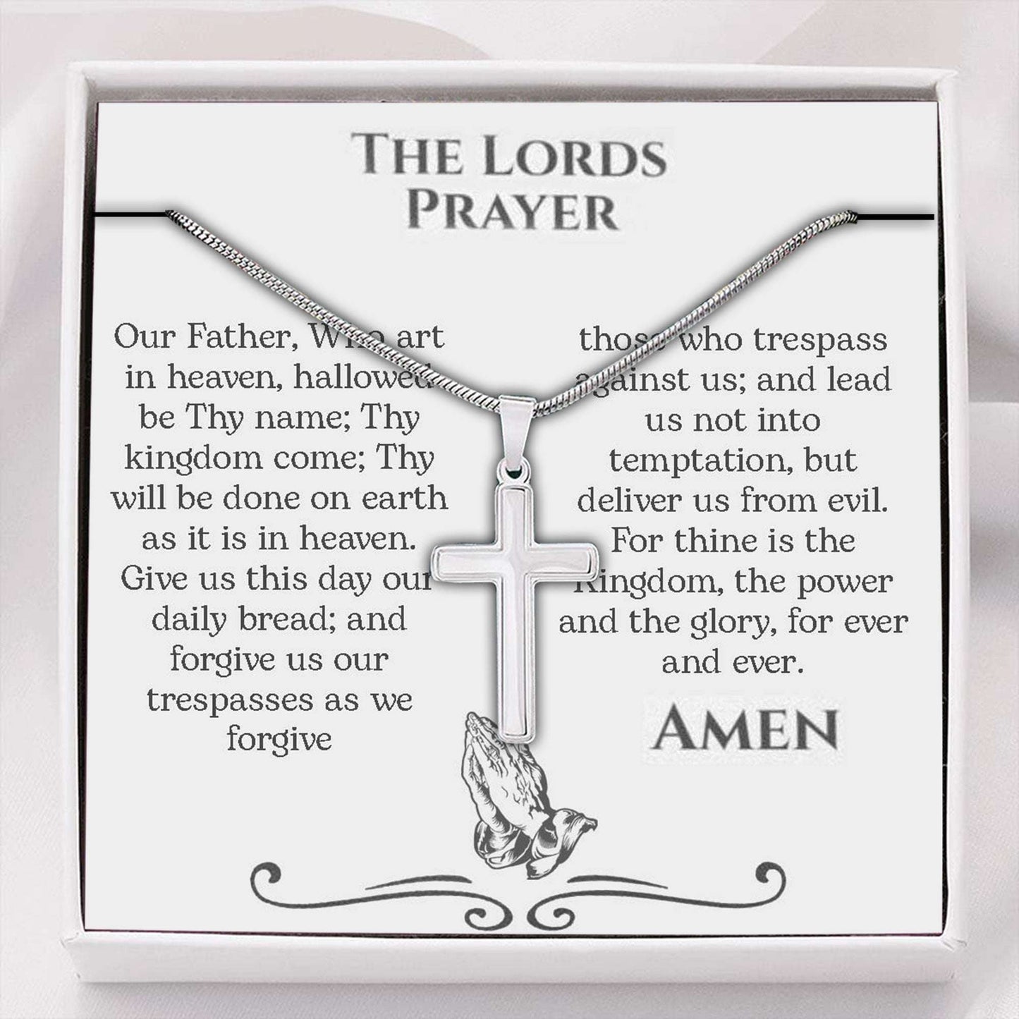 Lords Prayer Cross Necklace, Our Father Prayer, Serenity Prayer Gift Necklace Rakva