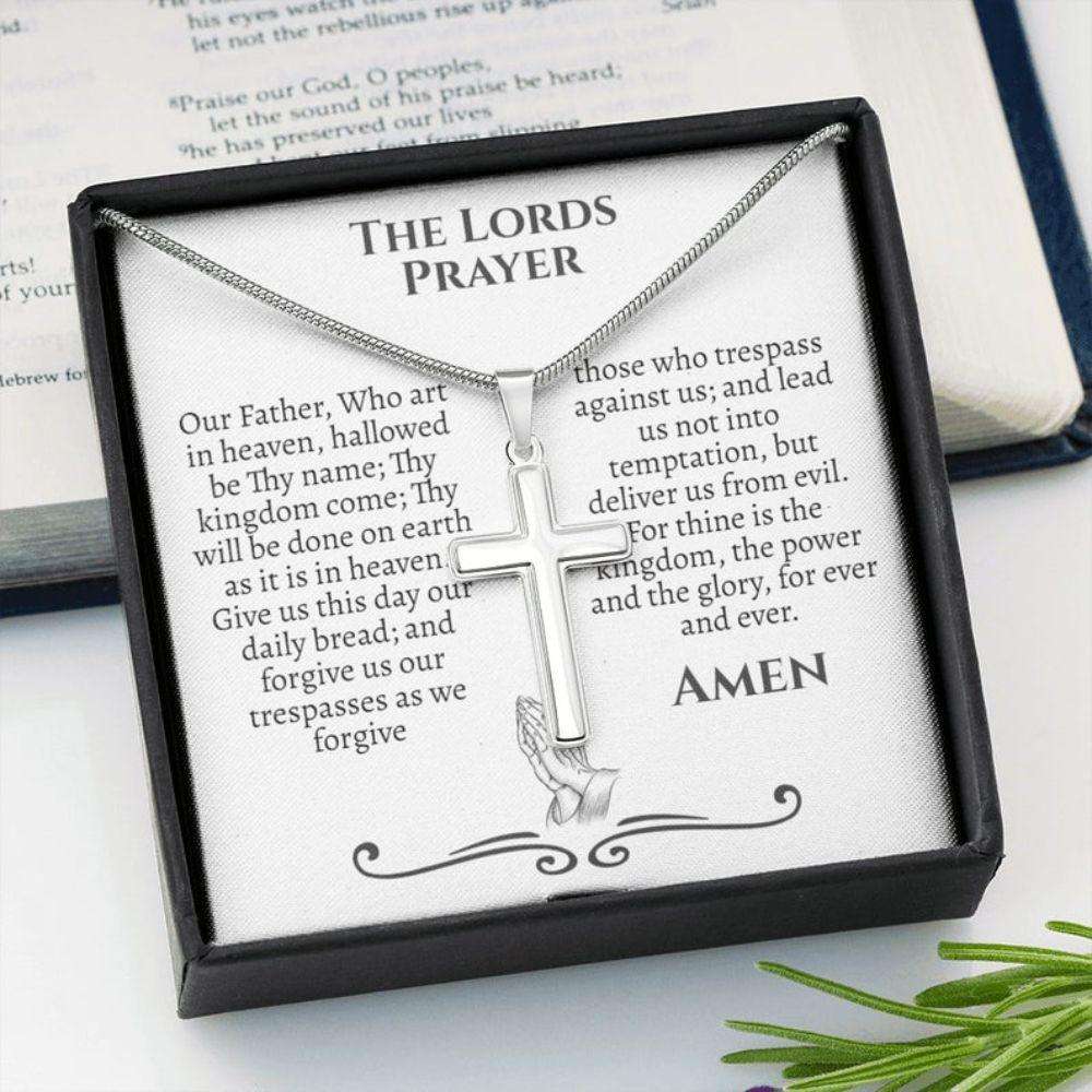 Lords Prayer Cross Necklace, Our Father Prayer, Serenity Prayer Gift Necklace Rakva