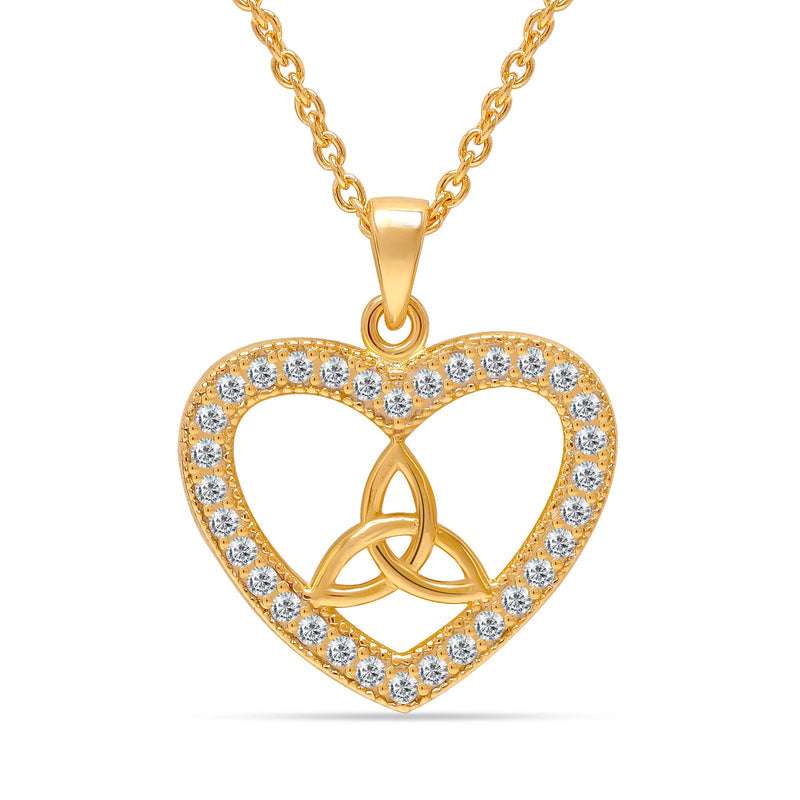 Lucky Charms: 925 Sterling Silver with 14K Gold Plating, CZ-Adorned Celtic Knot Heart Pendant Necklace for Women and Teens For Self Rakva