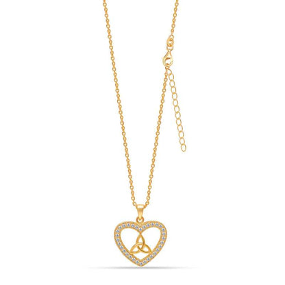 Lucky Charms: 925 Sterling Silver with 14K Gold Plating, CZ-Adorned Celtic Knot Heart Pendant Necklace for Women and Teens For Self Rakva